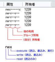 利用者などに対する「rwx」の指定のアクセス許可条件