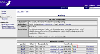 PHP拡張モジュール「xdebug」の最新版「DLL」選択