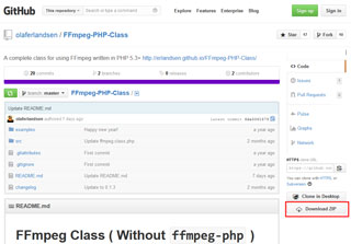 『FFmpeg-PHP Class』のダウンロード先