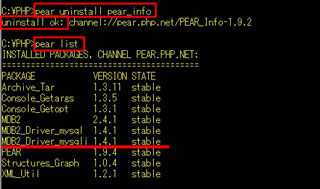 pearコマンドによる『pear_info』のアン・インストール
