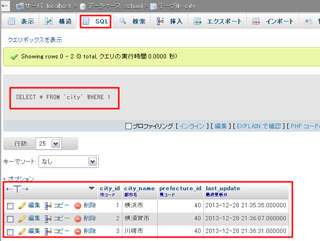 フリーワードの検索結果のレコード表示