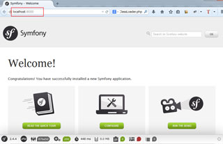 ブラウザによる「Symfony」の起動