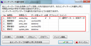 ER図の操作：エンティティ共通列定義の入力